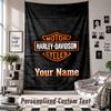Arazzo da Appendere alla Parete con Nome e Testo Personalizzati, Arazzo Decorativo Harley-Davidson per Camera da Letto