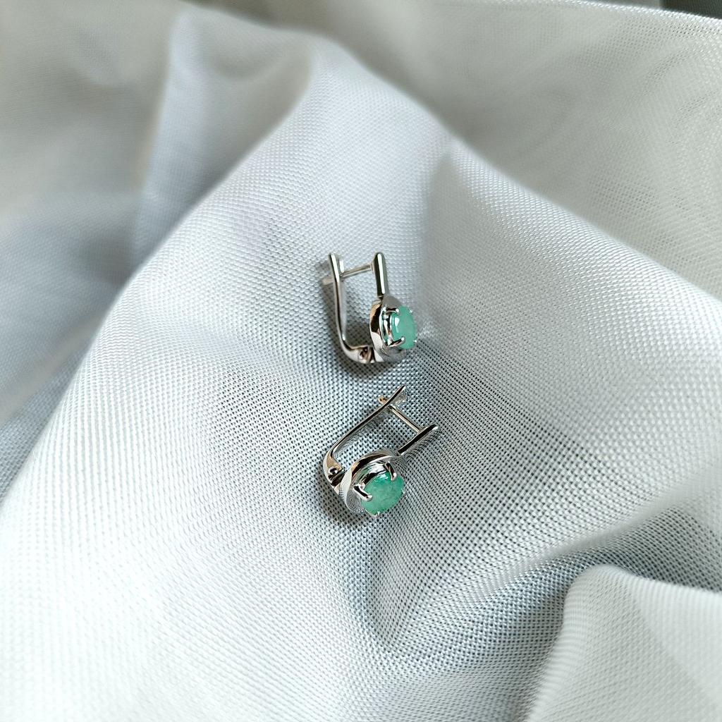 Silver Earrings with Natural Emerald 1.54ct (2167365)