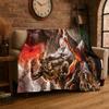 Retro God of War Game Kratos Flannel Blanket Soft Warm Throw Blanket for Bedroom Living Room Bed Travel Camping Picnic Gift