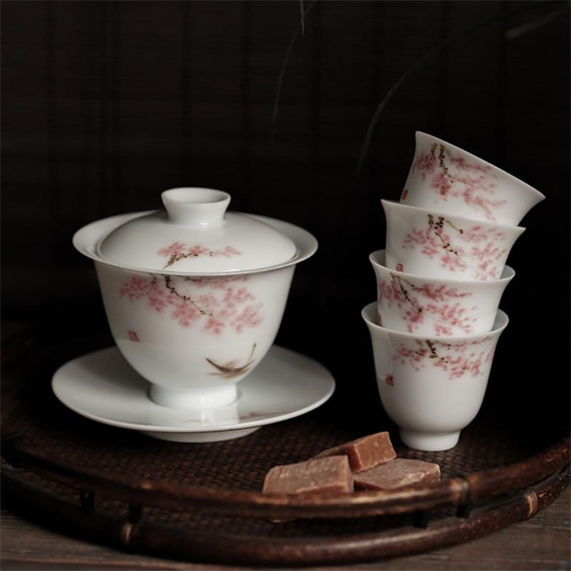 

Чашка с ручной росписью и цветущей вишней Керамическая чаша для чая Gaiwan Master Cup