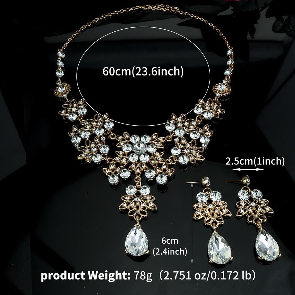 European and American Retro Necklace Earrings Set Bridal Wedding Banquet Dress Accessories Exaggerated Luxury Ruby Two-piece Set 2026