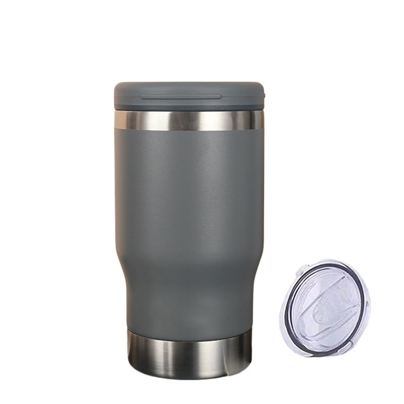 

14 унций Нержавеющая сталь Стакан для пива с открывашкой 2 крышки Вакуумная бутылка с изоляцией для путешествий в машине Хранение в холодном баке Бутылка для виски с водой 14oz светло-серый