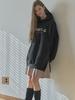 Logo Hooded Long T-Shirt - Black (Fleece)