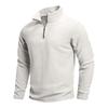 Men's Casual Solid Color Stand-up Collar Half-zipper Long-sleeved Top Men's Fleece Pullover Hoodie