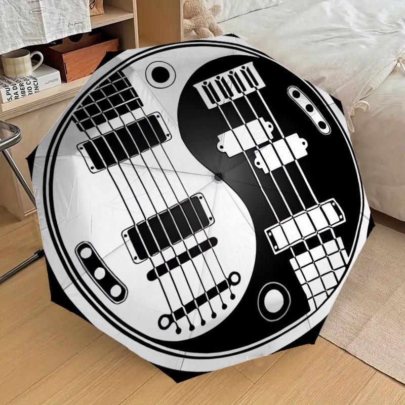 1pc Guitar Yin Yang Symbol Umbrella with Plastic Handle,Suitable for All Seasons Home Travel Outdoor UmbrellaDD509