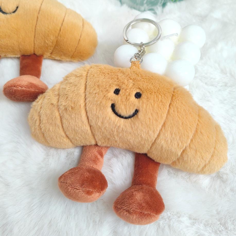 Small Gift Cute Cartoon Croissant Plush Pendant Soft Bread Doll Keychain Backpack Bag Decor Ornament