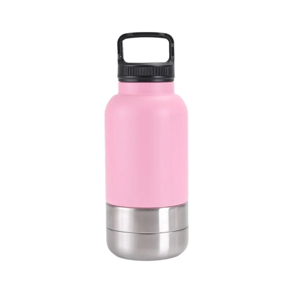 3 in 1 Stainless Steel Pet Water Bottle Multi-layered 32Oz Dog Drinking Bottle Detachable Large Capacity Dog Feeding Bottle