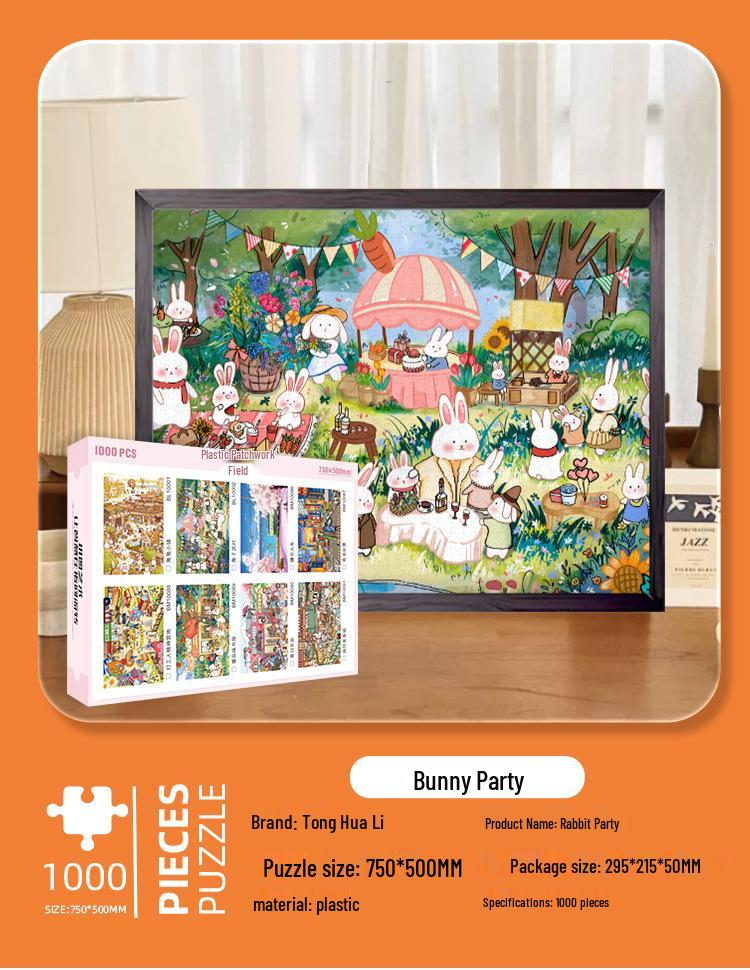 1000-Piece Challenging Plastic Puzzle for Adults – World Famous Paintings Edition with Original Illustrations for Relaxation
