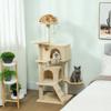 Cat Tree 140cm Beige with Hammock, Ladder, Cave, Sisal Posts