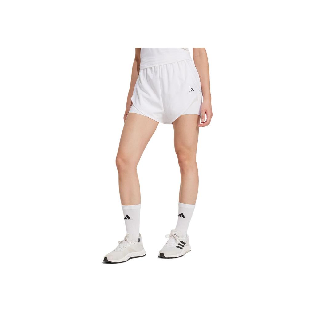 Adidas Training 2-In-1 High-Waisted Fashion Comfortable Simple Sports Shorts Women Shorts White KB3141