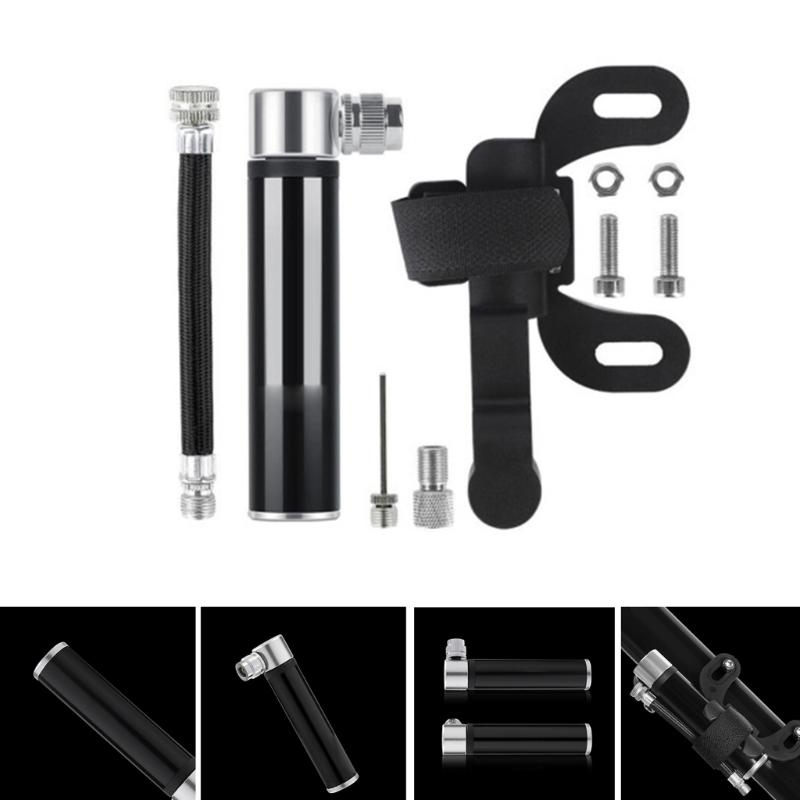Aluminum-Alloy Mini Bike Tire Pump Portable 120PSI Bicycles Pump Balls Pump with Needle Fits Presta and Schrader Valves