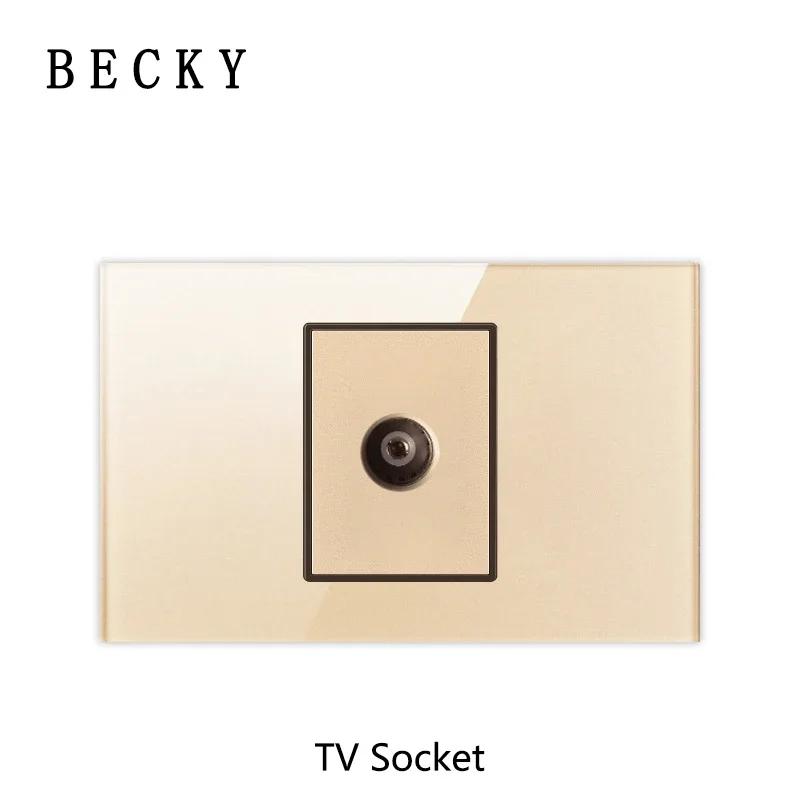 118 Type Gold Piano Key Tempered Glass Reset Switch Fashionable Switch Socket Universal Socket Home Hotel Office Decoration