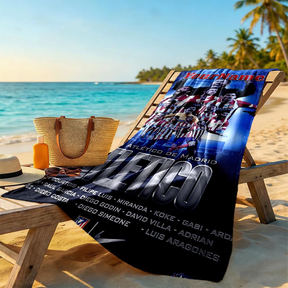 Atletico Madrid Customize Your Name Beach Towel Super Soft & Absorbent Portable for SwimmingBeachCamping Travel Beach AccessoriesGym