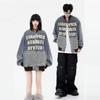 American Style High Street Denim Jacket Letter Patch Loose Fit Retro Washed Casual Couple Outerwear