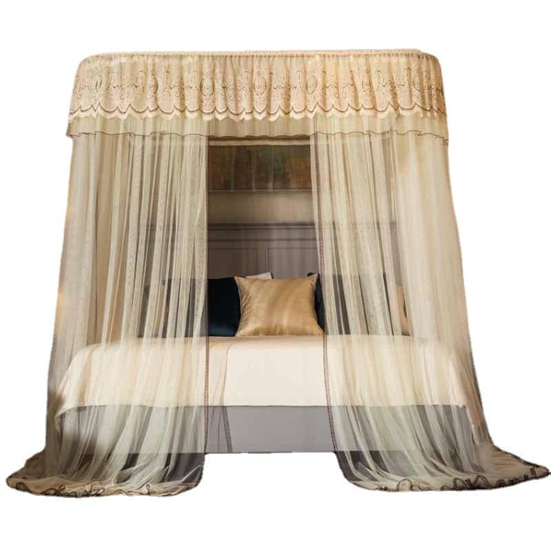 Zhengshun Princess-Style U-Shaped Mosquito Net, Patterned and Thickened, for 1.5m, 1.8m, or 2m Beds.