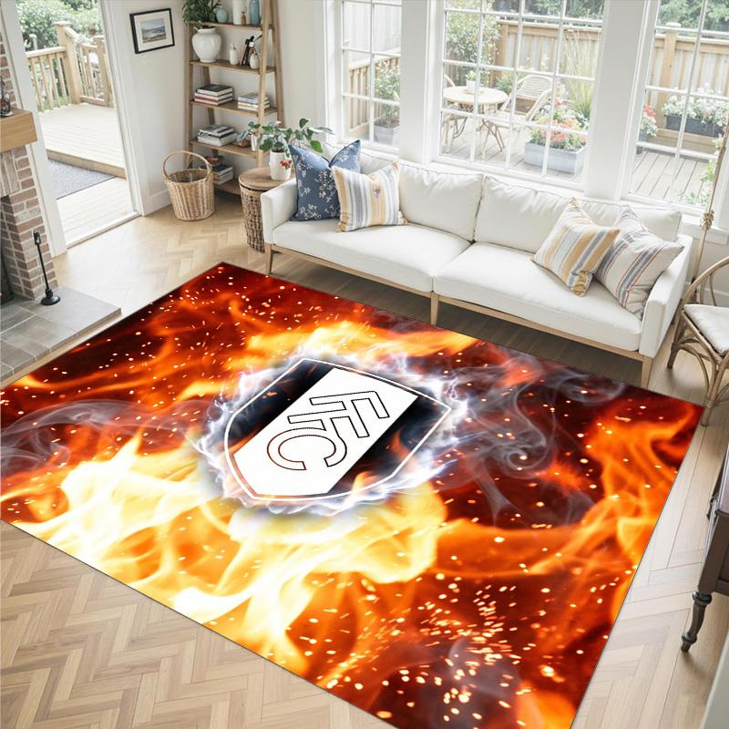 Fulham Football Design Crystal Velvet Carpet Cozy Non?Slip Printed Rug For Bedroom Living Room Entrance