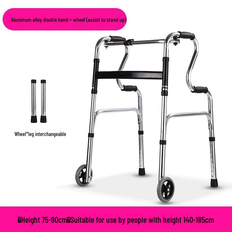 Adjustable Aluminum Alloy Walking Aid for Seniors - Four-Legged Crutches