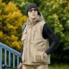 Men's Autumn Plush Thick Outdoor Multi Pocket Camisole Fishing Jacket Men's Multi Pocket Workwear Jacket