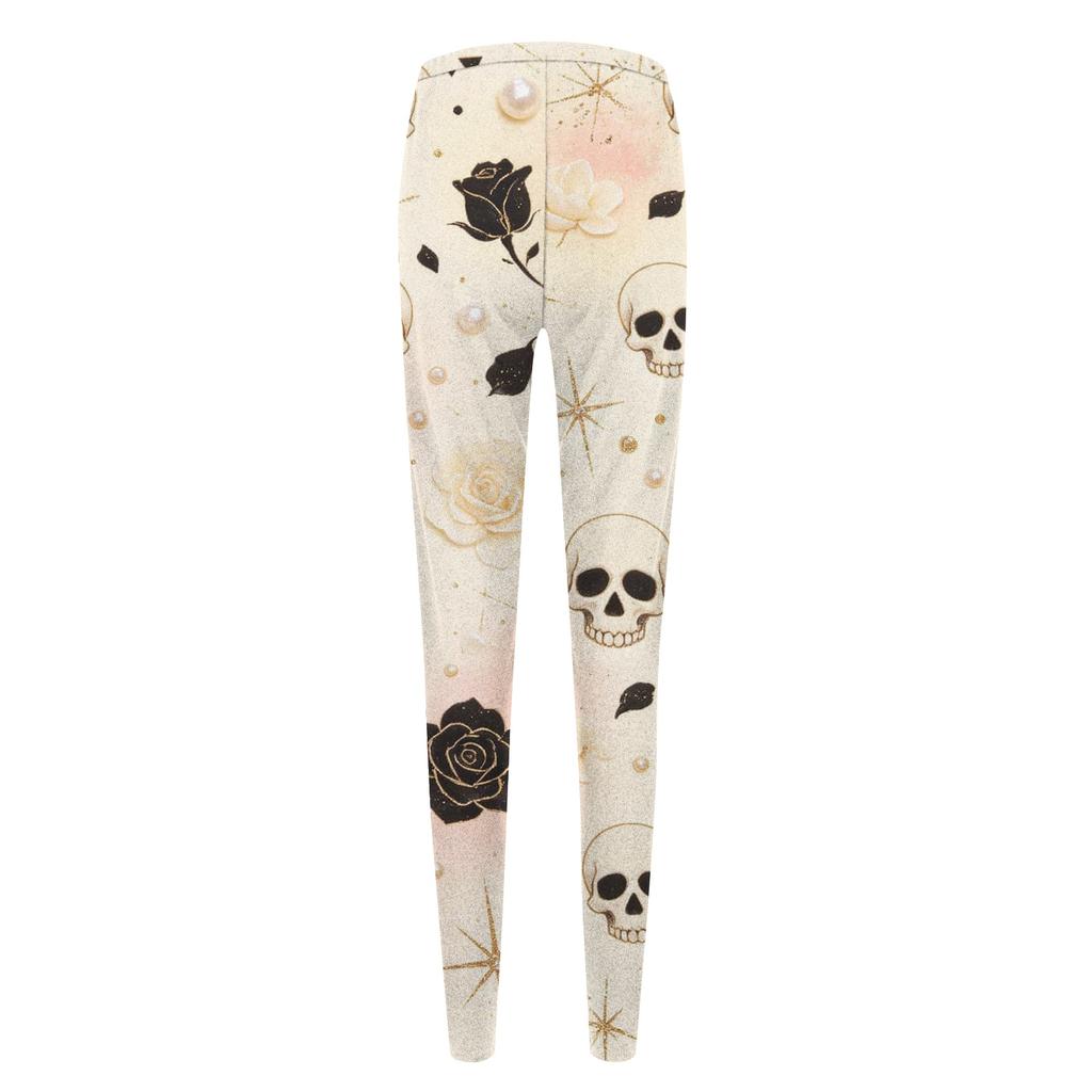Women's Halloween Printed Stretchy Leggings Pants for Cozy Casual Home Wear