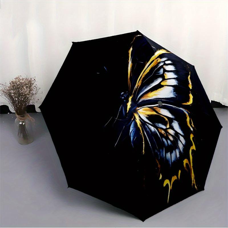 1pc Butterfly Wings Automatic Open/close Folding Compact Umbrella, 8-Rib Sturdy Canopy, Lightweight Portable, Everyday Use, Gift,135