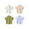 Boys' Short-Sleeved Shirt, Summer Children's Clothing, Children's Stand-Up Collar Shirt, Half-Sleeved Baby Boy's Loose Pocket Top, Pure Cotton