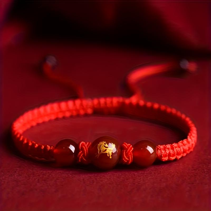 Horse Year zodiac bracelet, Chinese-style red string for the zodiac year, lucky red string for the Year of the Horse красный