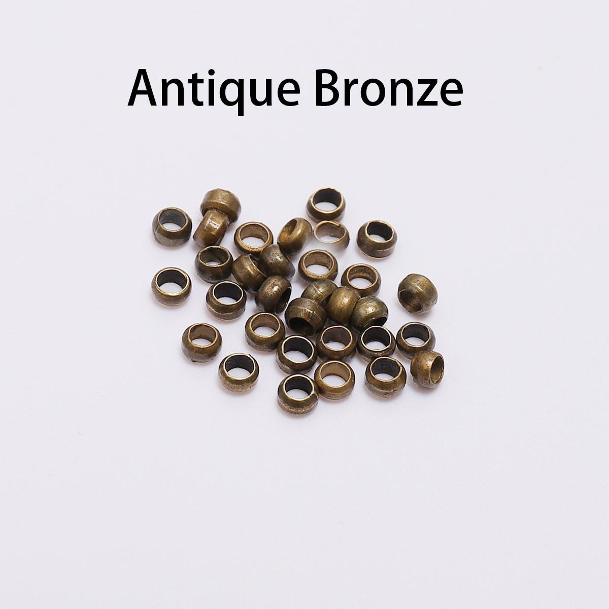 

200 шт./лот, золотые медные шарики, бусины с обжимными концами, диаметр 2, 3, 4 мм, пробки, бусины-разделители для изготовления ювелирных изделий своими руками, принадлежности для изготовления ювелирных изделий Antique Bronze-4MM