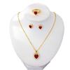 Elegant Vintage Ruby Heart Pendant Necklace and Versatile Women's Earring & Ring Set