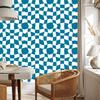 Wallpaper Casual checkerboard turquoise and white, turquoise background 50x1000