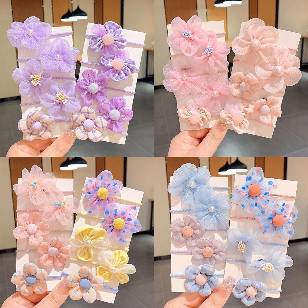 

10Pcs Children s mesh flower hair loop with good elasticity baby tie headband princess headwear cute girl elastic band