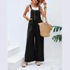 Overalls mit weitem Bein für Damen, lässig, aus Baumwolle und Leinen, lockerer Umstands-Jumpsuit für den Sommer und den Strand