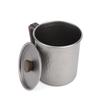 Ti Camping Cup 450ml with Wood Handle Lightweight Coffee Mug with Lid and Spoon for Outdoors Hiking Cup with Spoon