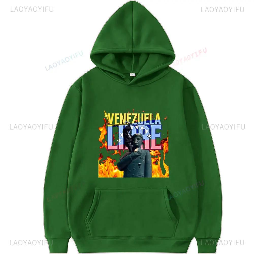 Venezuela Libre Sweatshirt Hasta El Final Con Venezuela Gift for Venezuelans Spring and Autumn Long Sleeve Men Pullovers