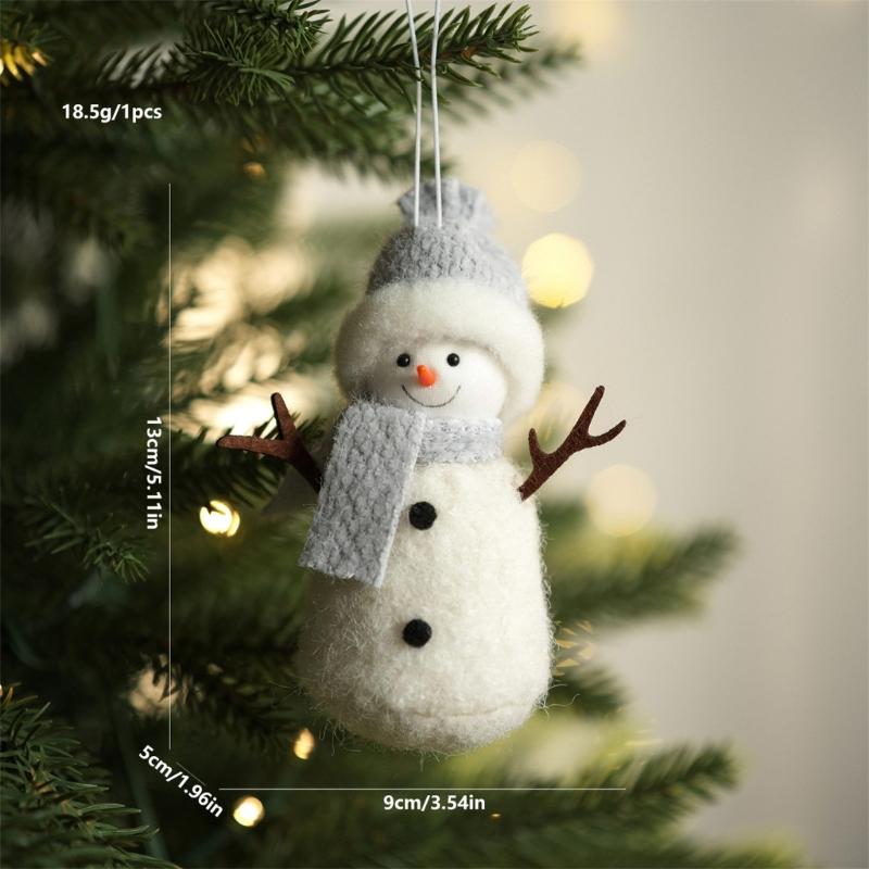 Seasonal Display Character Ornament, Soft Fabric Snowman Tree Decoration with Loop for Shelf Wreath and Winter Indoor Use