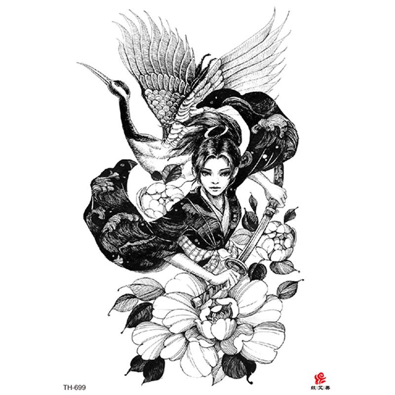 2 Stück Geisha Kräuter Tattoo Aufkleber – Wasserdicht, Temporär, Japanischer Stil, Entwickelt In 24-48h