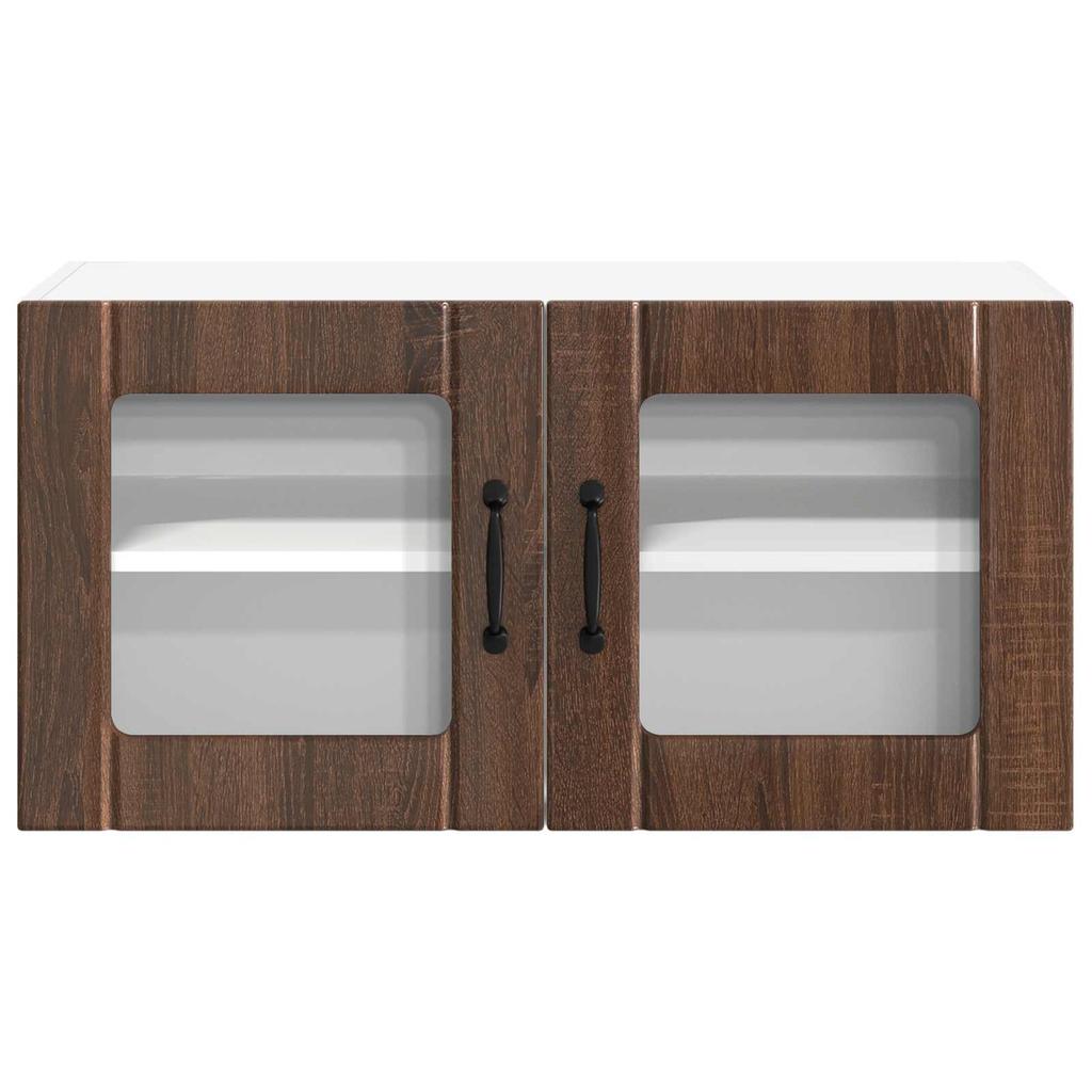 Wall Mounted Glass Cabinet LUCCA Brown Oak 80 X 31 X 40 Cm Particleboard