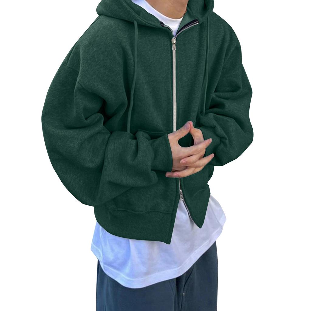 Herre Ensfarget Dobbel Glidelås Genser Herre Sport Stor Størrelse Casual Genserjakke