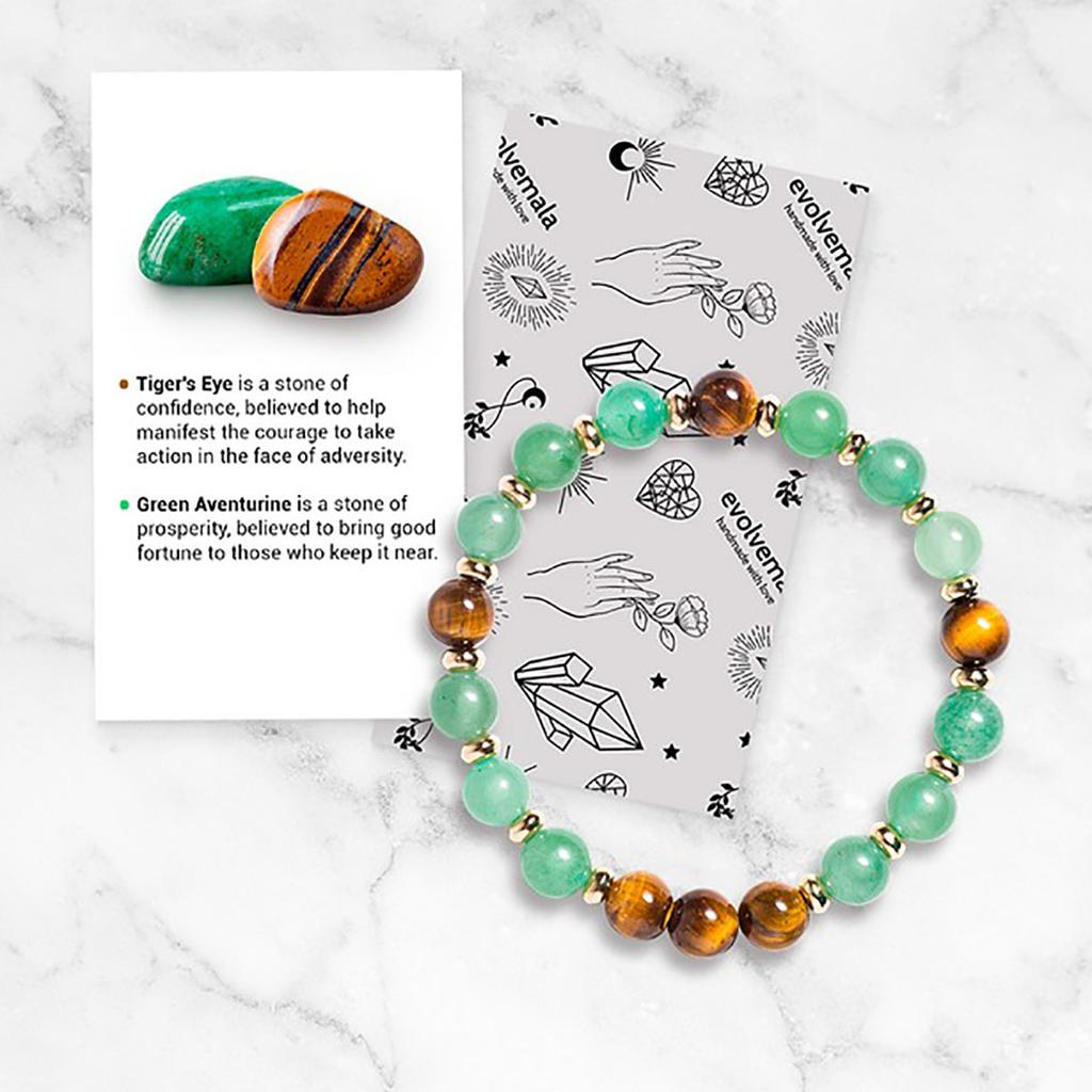 Festive Gifts Green Aventurine Tiger Eye Beaded Bracelet Natural Fashion Jewelry For Men Women Daily Wear Gift