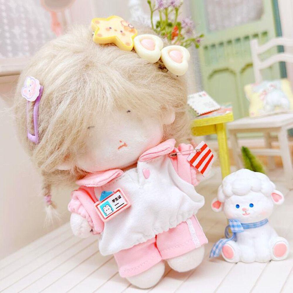 Blue Pink Doll Clothes Changing Dress Game T-shirt Pants Set  Cotton Stuffed Doll