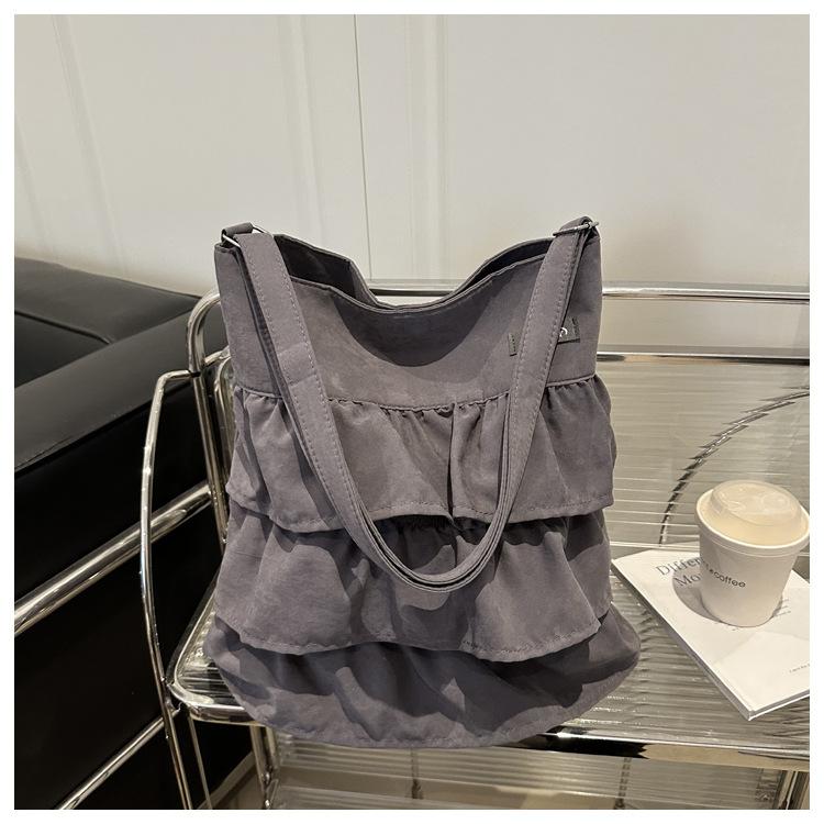 Korean Skirt Ruffle Cloth Bag Women's 2025 New Trendy Fashion Niche Tote Bag Large Capacity Messenger Bag