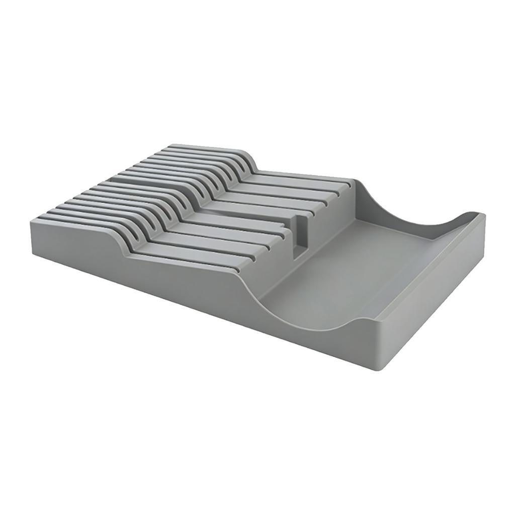 In Drawer Cutter Block Plastic 16 Slots Steak Cutter Holder Cutlery Storage Organizer with Sharpening Stone Slot for