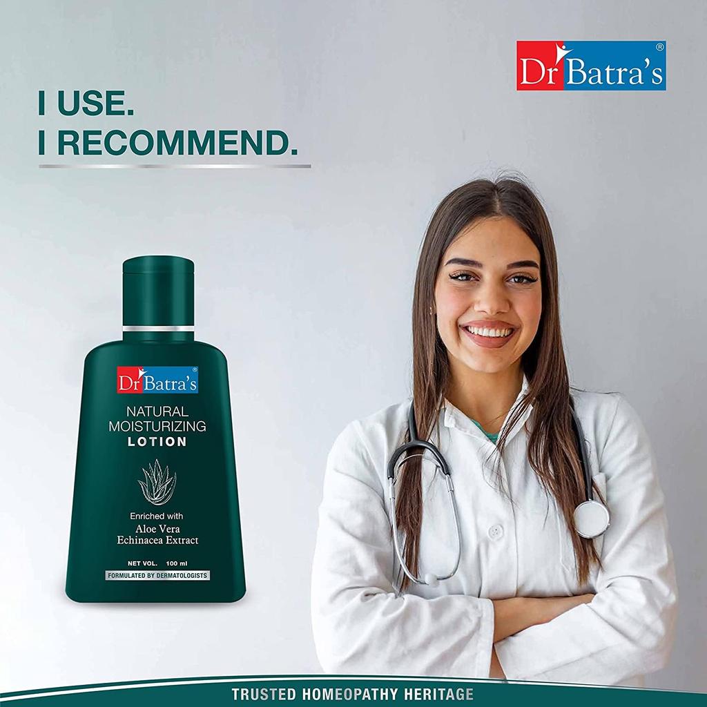 Dr Batra's Natural Moisturizing Lotion With Echinacea And Aloe Vera For Soft Hydrated Skin Non Greasy Daily Care 100 Ml
