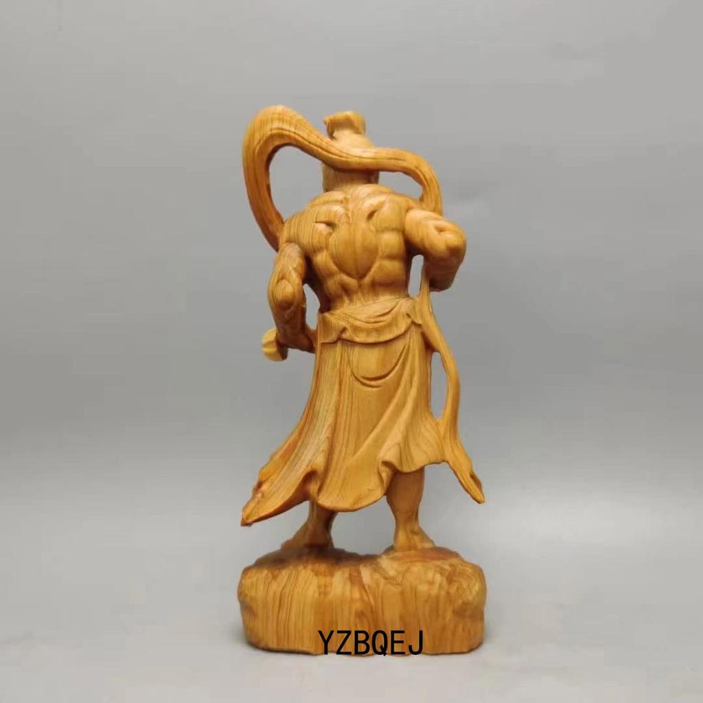 Pair of Natural Cliffwood Buddha Statues, Kongorikishi (Diva), 12cm Tall, Guardian Deities