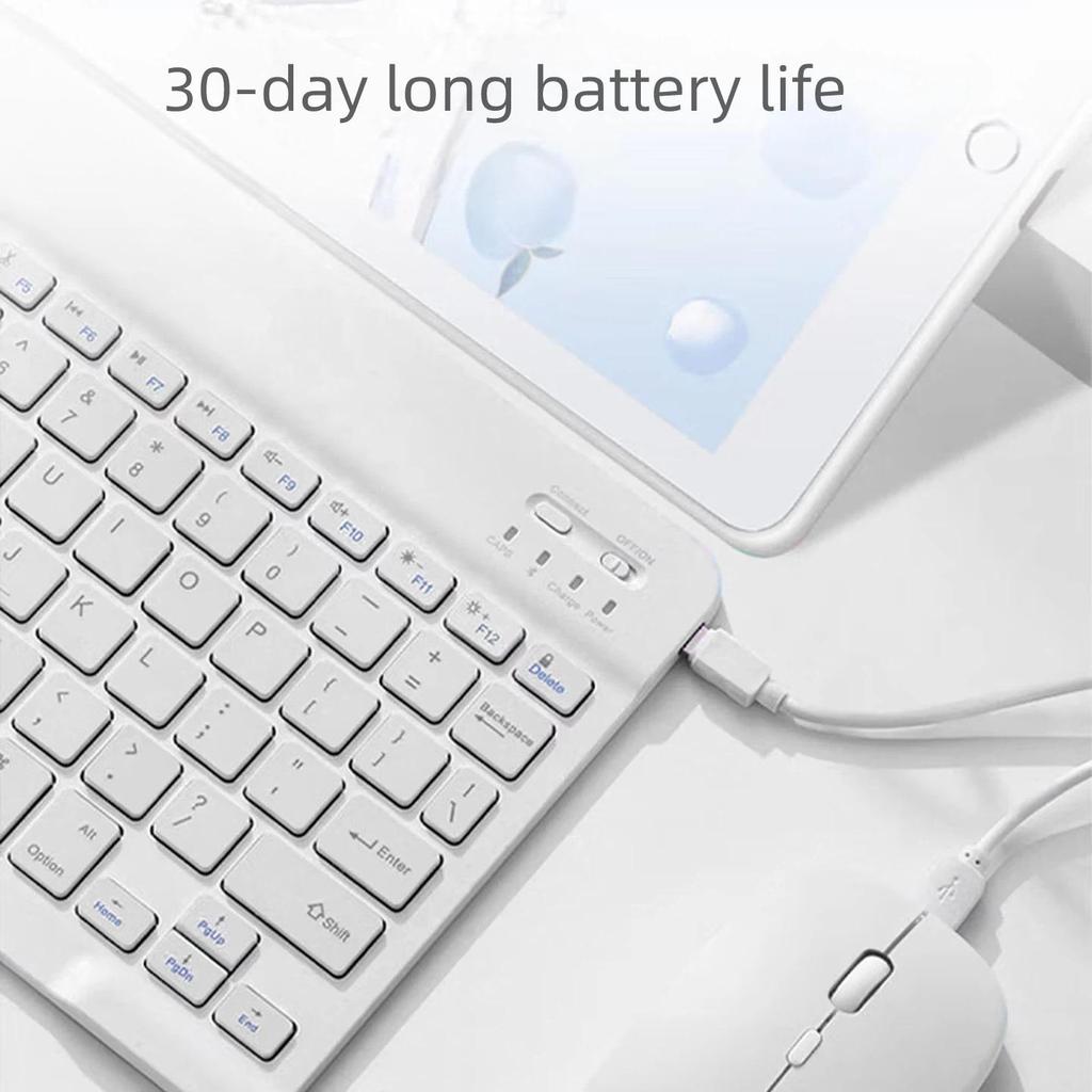 Rechargeable Wireless Bluetooth Keyboard And Mouse Set, Long Battery Life, Office Keyboard And Mouse, Ultra-Thin, White