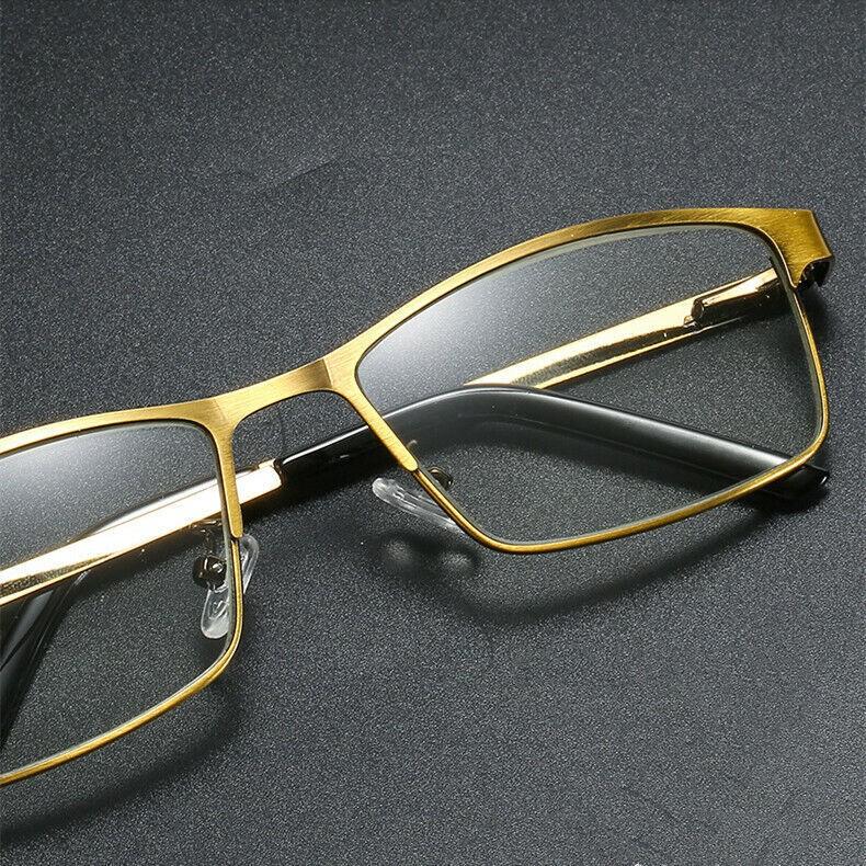 Vintage Bronze Metal Photochromic Multifocal Progressive Reading glasses Golden +100