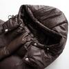 Womens Warm Winter Hooded Puffer Coat Casual Slim Fit Cotton-Padded Jacket Coffee Color