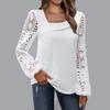 Weiß Skew Kragen Spitze Patchwork Hemd Bluse Frauen Frühling Herbst Laterne Hülse Aushöhlen Casual Shirts Top Femme