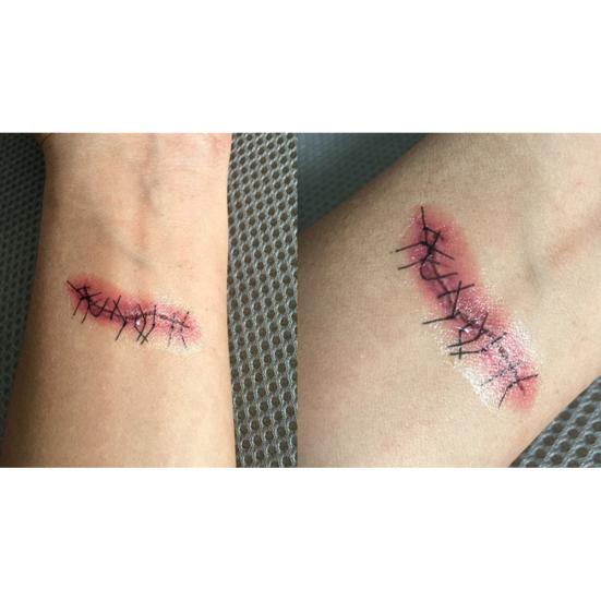 3D Halloween Bloody Scar Temporary Tattoo Sticker Cosplay Body Art Makeup Decal