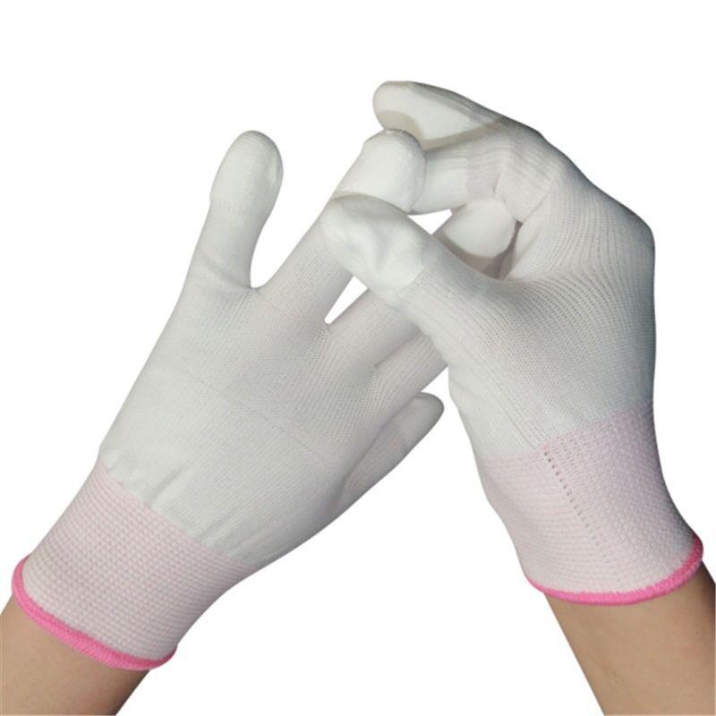 Anti-Static White PU Coated Palm Gloves - Thin Style for Electronics