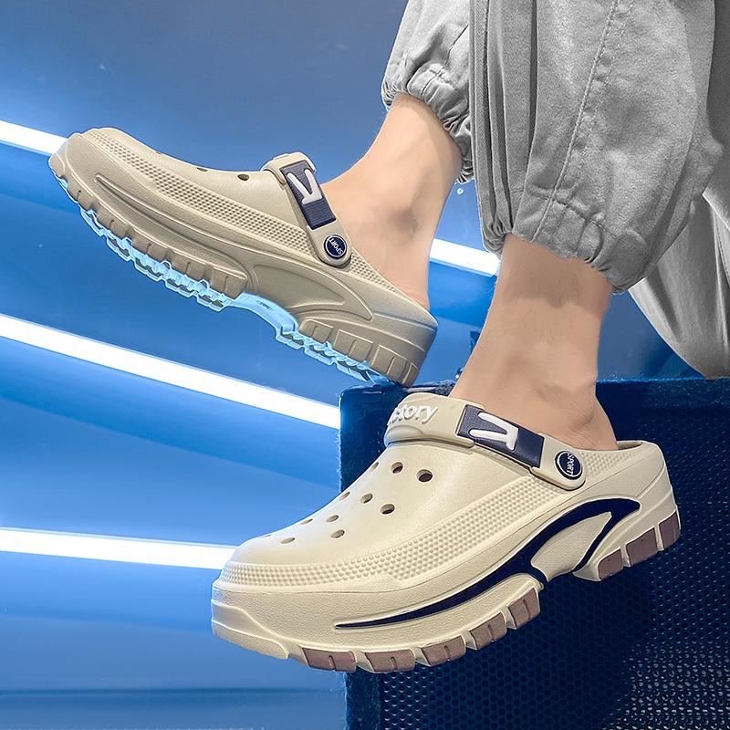 Pantofi de peșteră pentru bărbați, Tendință de modă de vară, Versatili, Sandale cu talpă groasă, Antiderapante pentru ținută casual, Pantofi cu găuri respirabili și confortabili